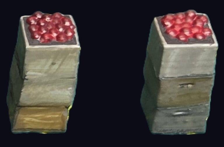 HO SCALE BOXES OF ROUND FRUIT 3 HIGH (5 PER PACK)